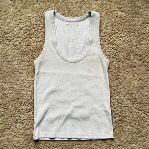 Abercrombie Women’s Essential Rib Tuckable Scoopneck Tank in Light Grey, Size M